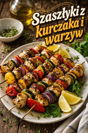Szaszłyki z kurczaka na grillu z marynowanymi warzywami