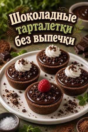 Не требующие выпечки шоколадные печенье-тарталетки с посыпкой из морской соли
