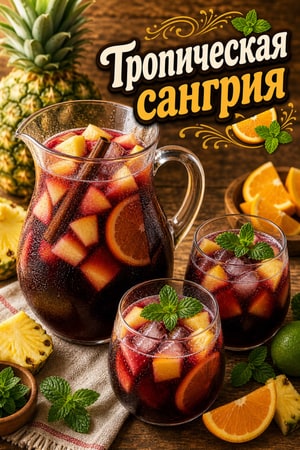 Тропическая сангрия по-латински с красным вином и бренди
