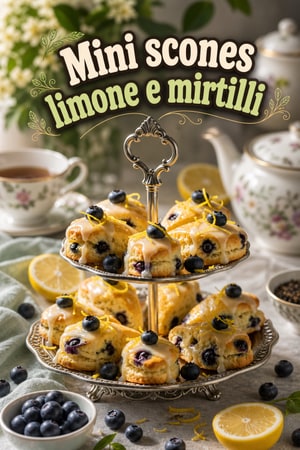 Mini Scones al Limone e Mirtilli con Glassa all'Earl Grey