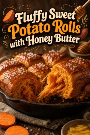 Fluffy Sweet Potato Pull-Apart Rolls with Honey Butter