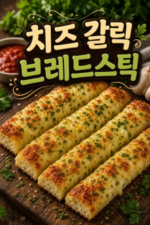 직접 만든 도우로 구운 쫀득한 치즈 갈릭 브레드 스틱 레시피