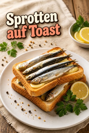 Klassische Sprotten-Sandwiches mit knusprig gebuttertem Toast