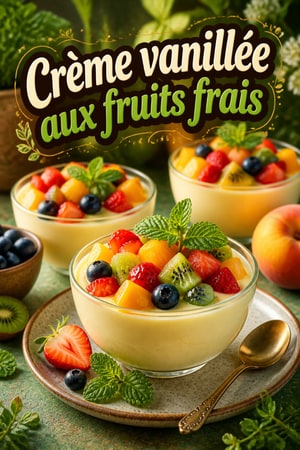 Crème onctueuse à la vanille et fruits frais de saison