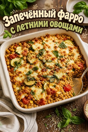 Запеченный фарро с летними овощами