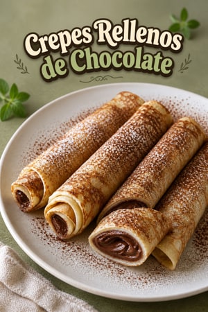 Crêpes Rellenas de Chocolate con Polvo de Cacao