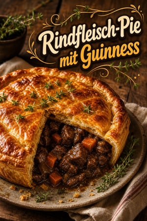Klassische Rindfleisch-Guinness-Pie mit Blätterteig