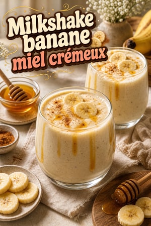 Milkshake crémeux banane, miel et yaourt grec rapide