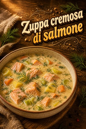 Zuppa cremosa di salmone e aneto, comfort scandinavo