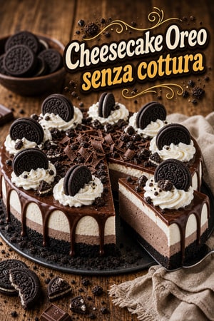 Cheesecake Oreo senza cottura con ganache al cioccolato