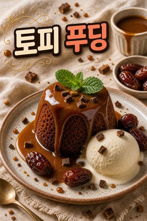 따끈하고 촉촉한 집에서 만드는 풍부한 버터향 소금 카라멜 크림 얹은 스티키 토피 푸딩 레시피