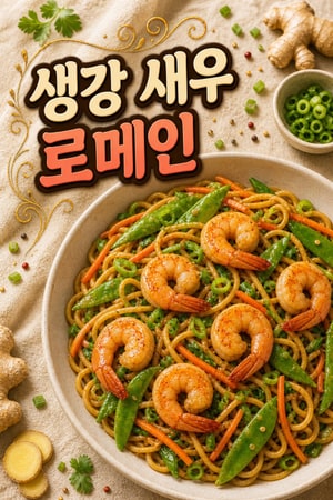 [레시피] 생강 향 가득한 새우 로메인 볶음면과 신선한 채소