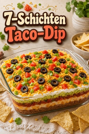 Der ultimative klassische Seven Layer Taco Dip für die Party
