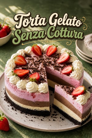 Torta Gelato Senza Cottura con Crosta di Biscotti al Cioccolato