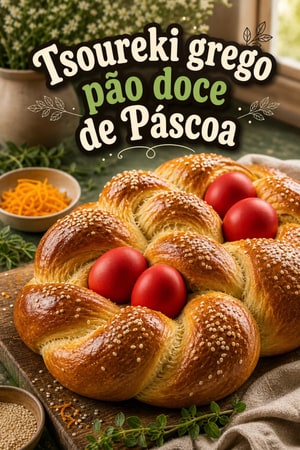 Tsoureki Tradicional Grego: Pão Doce Trançado de Páscoa