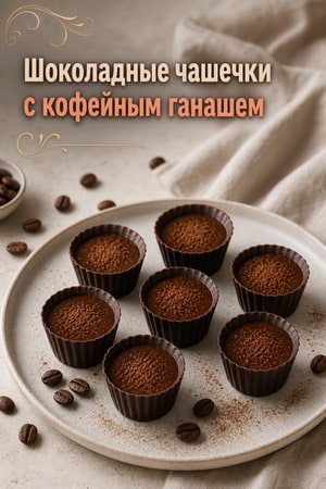 Мини-чашечки из тёмного шоколада с эспрессо ганашем
