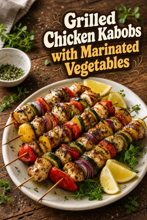 Grilled Chicken Kabobs with Marinated Vegetables