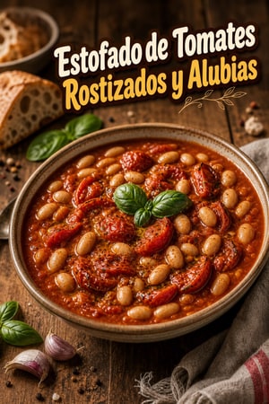 Estofado de Tomates Rostizados y Alubias con Albahaca