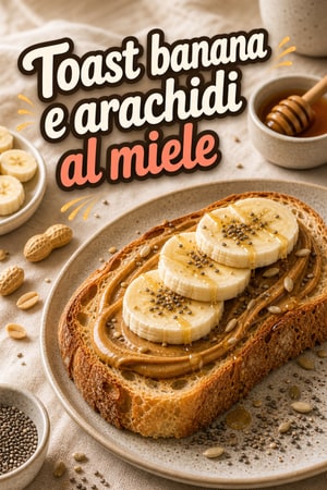 Toast croccante con burro di arachidi, banana e miele