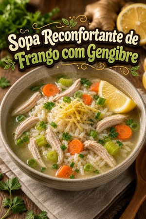 Sopa Reconfortante de Frango com Gengibre e Limão Caseira