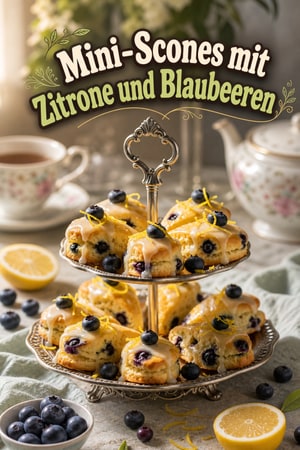 Mini-Zitronen-Blaubeer-Scones mit Earl Grey Glasur