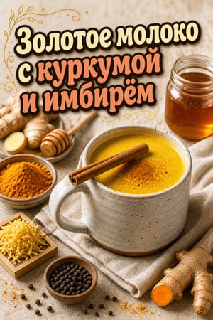 Противовоспалительное «Золотое молоко» с куркумой и имбирём