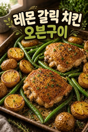 주중 저녁용 한 판 레몬 갈릭 치킨과 감자·그린빈 구이 — 간단하고 풍미가 살아있는 오븐 레시피