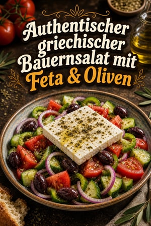Authentischer griechischer Bauernsalat mit Feta & Oliven