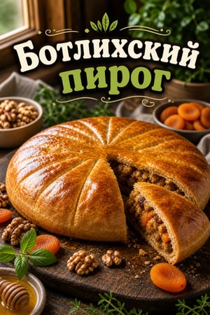 Ботлихский деревенский пирог с орехами, курагой и мёдом