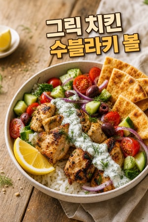 그릭 치킨 수블라키 보울 - 차찬키와 함께