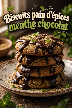Biscuits pain d'épices à la menthe nappés de chocolat