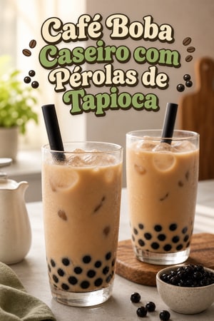 Café Boba Caseiro com Pérolas de Tapioca
