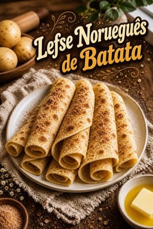 Lefse Tradicional Norueguês de Batata com Açúcar e Canela