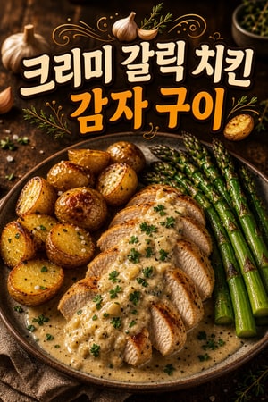 Whole30 크리미 갈릭 치킨과 감자 구이 - 건강하고 진한 풍미