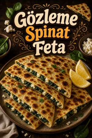 Traditionelle Gözleme mit Spinat und Feta (Türkisches Fladenbrot)