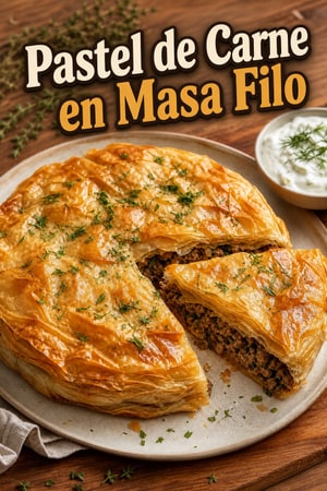 Pastel de Carne Crujiente con Masa Filo y Hierbas Aromáticas