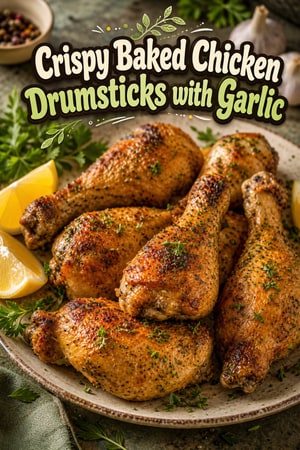 Crispy Baked Chicken Drumsticks with Garlic and Herbs