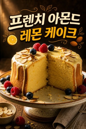 부활절 테이블을 빛내는 고급스러운 프렌치 아몬드 레몬 케이크 집에서 만드는 레시피 — 바닐라 글레이즈