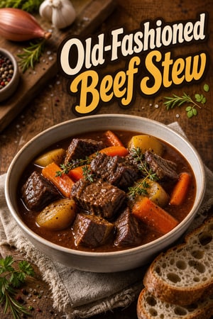 Classic Old-Fashioned Beef Stew with Red Wine and Herbs