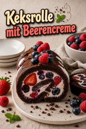 Schnelle No-Bake Beerensahne-Keksrolle zum Schneiden