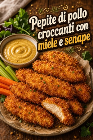 Pepite di Pollo Croccanti al Forno con Salsa Senape e Miele