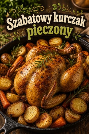 Pieczony kurczak szabatowy ze złotymi ziemniakami