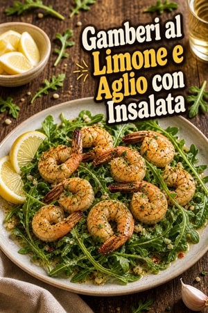 Gamberi al Limone e Aglio con Insalata di Rucola