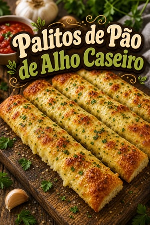 Palitos de Pão de Alho Caseiro com Queijo Derretido