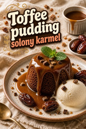 Lepki toffee pudding z solonym karmelem i śmietaną