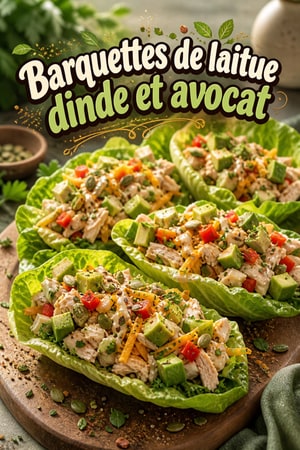 Barquettes de laitue dinde et avocat — repas rapide
