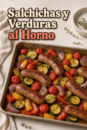 Bandeja de Salchicha Italiana y Verduras al Horno con Hierbas