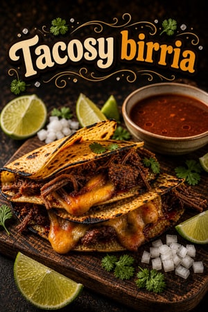 Dymne birria tacos z rozpływającą się wołowiną i konsomé