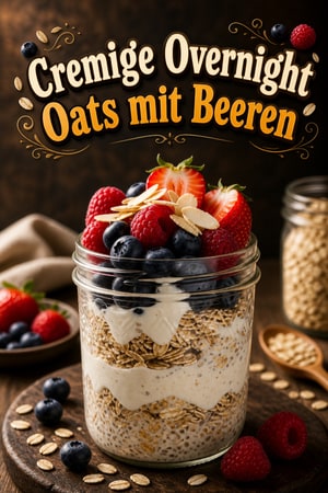 Cremige Overnight Oats mit Beeren und Mandeln