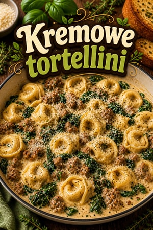 Jednogarnkowe kremowe tortellini z kiełbasą i szpinakiem